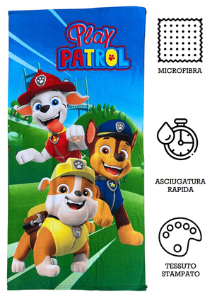 Telo Mare Paw Patrol Asciugamano per Bambini in Microfibra CM 140x70 - Paw24-1019