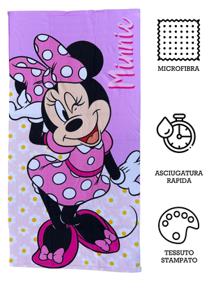 Telo Mare Minnie DISNEY Asciugamano per Bambini in Microfibra CM 140x70 - Min36-5016