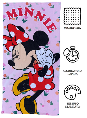 Telo Mare Minnie Flower DISNEY Asciugamano per Bambini in Microfibra CM 140x70 - Min36-5015