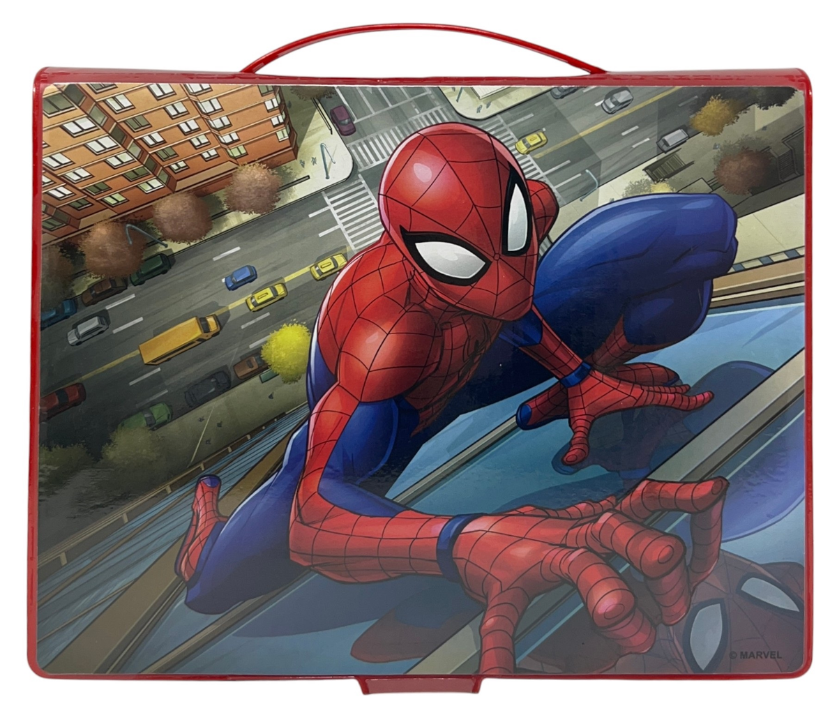 Valigetta 65 Pezzi Spiderman MARVEL Scatola Colori Cancelleria Stickers per Bambini - 8224