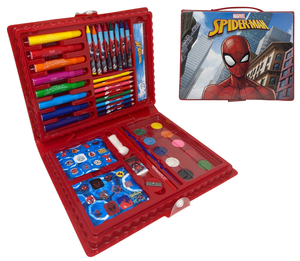 Valigetta 65 Pezzi Spiderman MARVEL Scatola Colori Cancelleria Stickers per Bambini - 8224