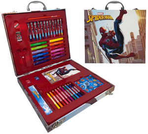 Valigetta 55 Pezzi Spiderman MARVEL Scatola Colori Cancelleria Stickers per Bambini - 1847