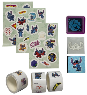 Agenda con Accessori Stitch DISNEY Set Cancelleria 12 Pezzi Diario Stickers Colori - Lst1054