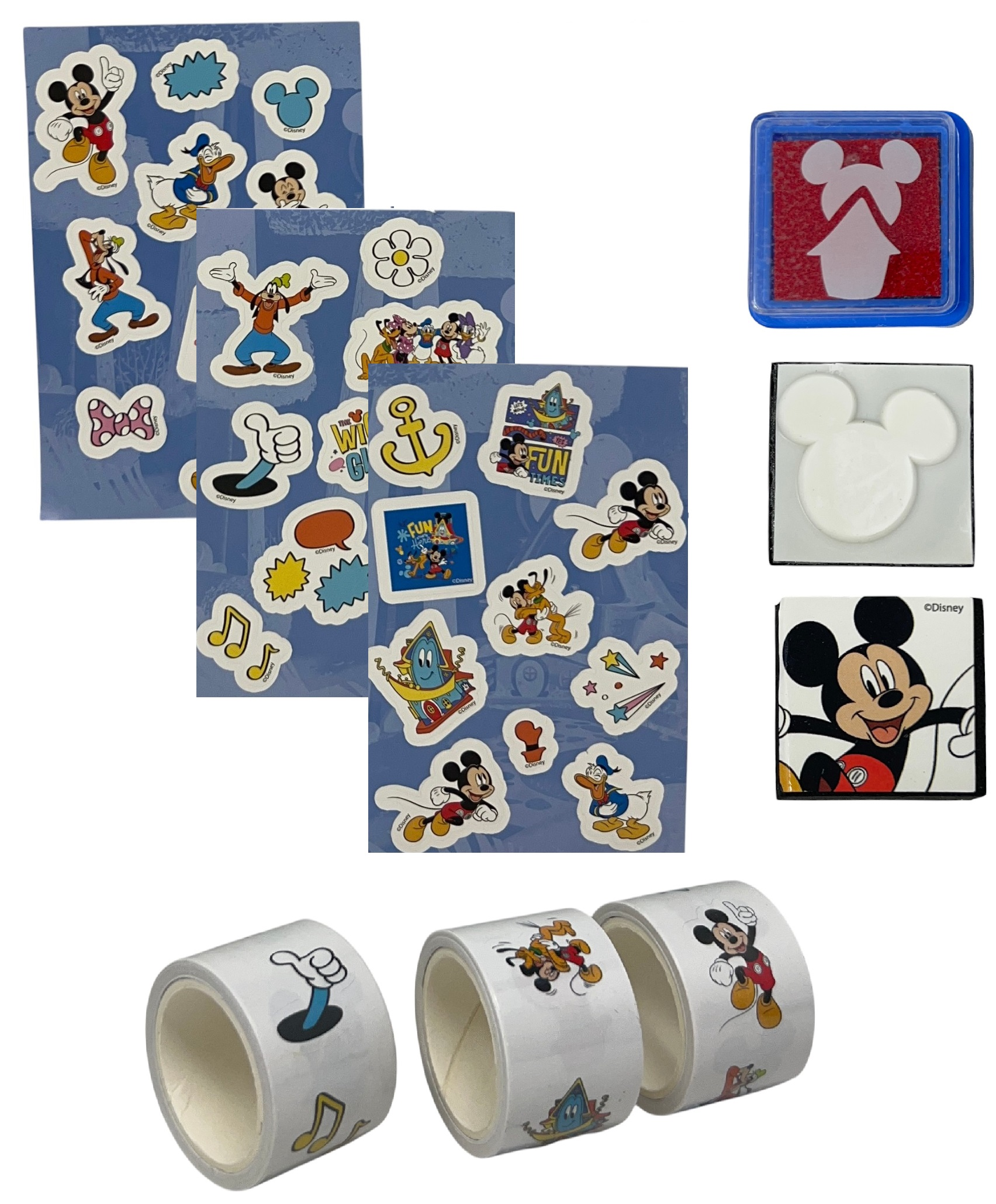 Agenda con Accessori Topolino DISNEY Set Cancelleria 12 Pezzi Diario Stickers Colori - Mic1054