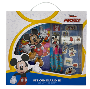 Agenda con Accessori Topolino DISNEY Set Cancelleria 12 Pezzi Diario Stickers Colori - Mic1054