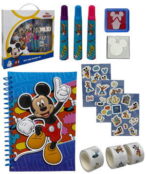 Agenda con Accessori Topolino DISNEY Set Cancelleria 12 Pezzi Diario Stickers Colori - Mic1054