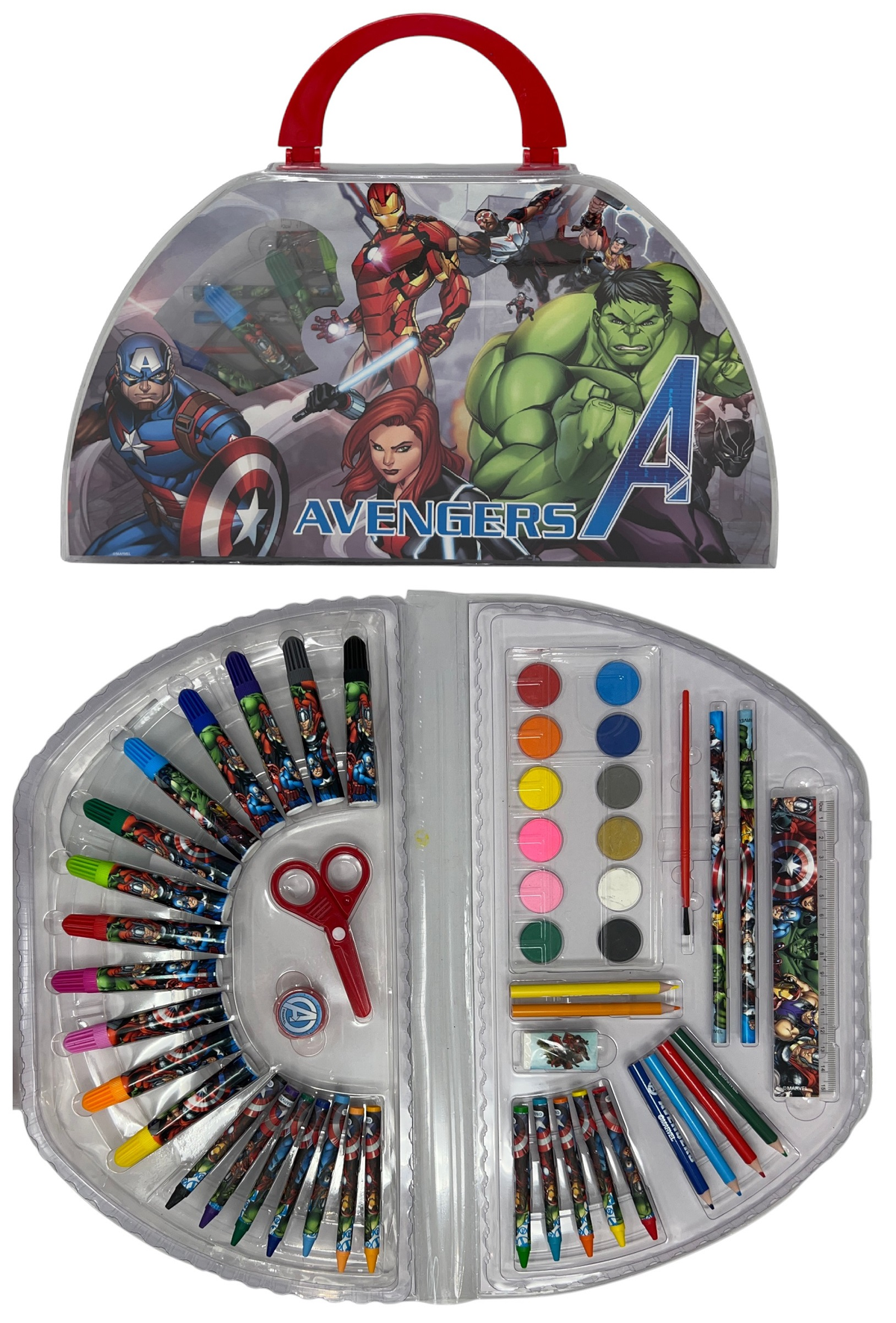 Valigetta Colori Avengers MARVEL Set Cancelleria 51 Pezzi per Bambini - Av1107