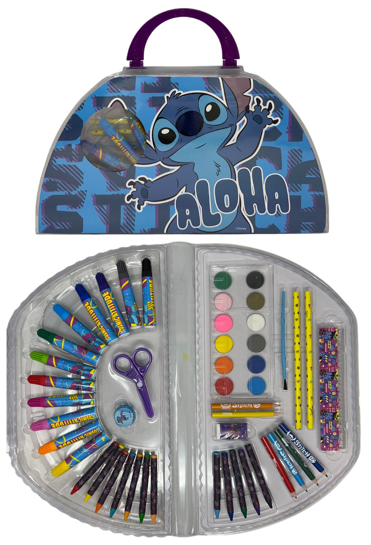 Valigetta Colori Stitch DISNEY Set Cancelleria 51 Pezzi per Bambini - Lst1107