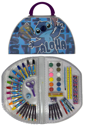 Valigetta Colori Stitch DISNEY Set Cancelleria 51 Pezzi per Bambini - Lst1107