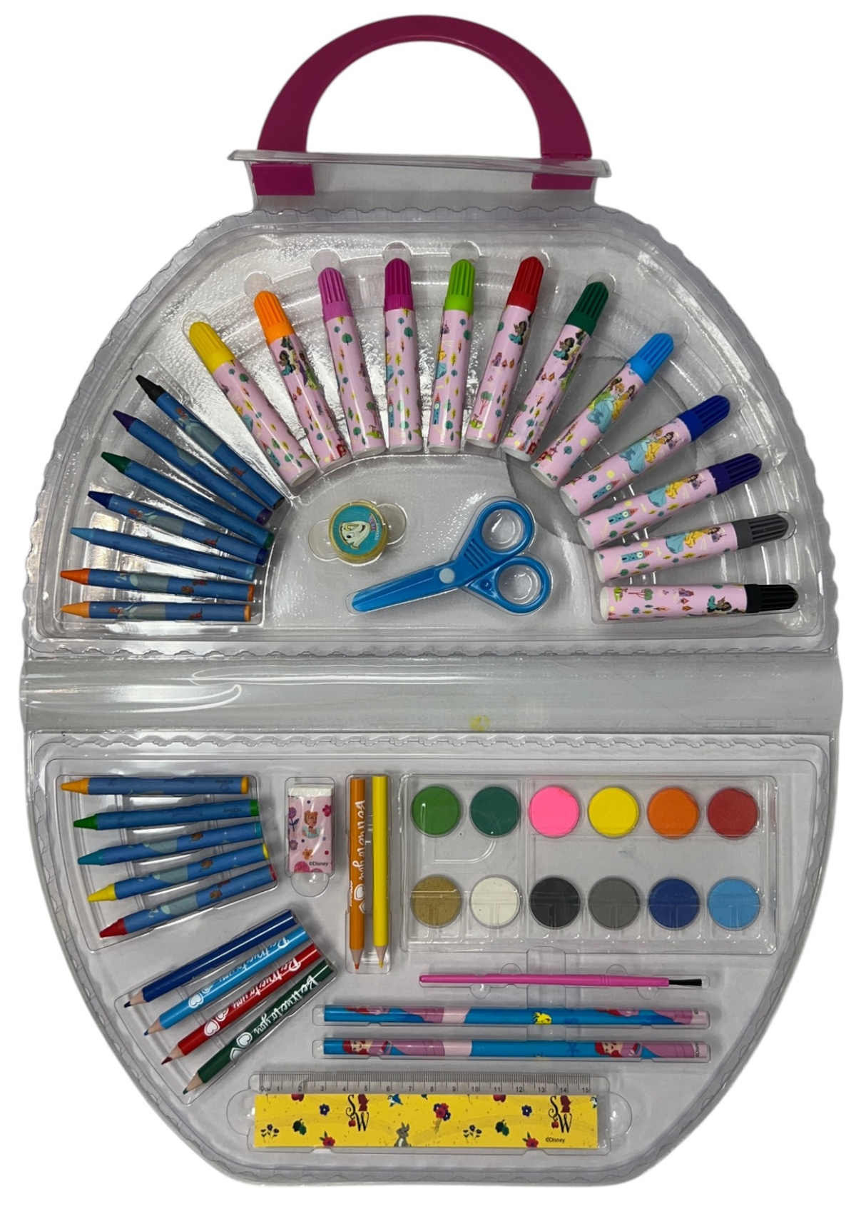 Valigetta Colori Principesse DISNEY Set Cancelleria 51 Pezzi per Bambini - Pr1107