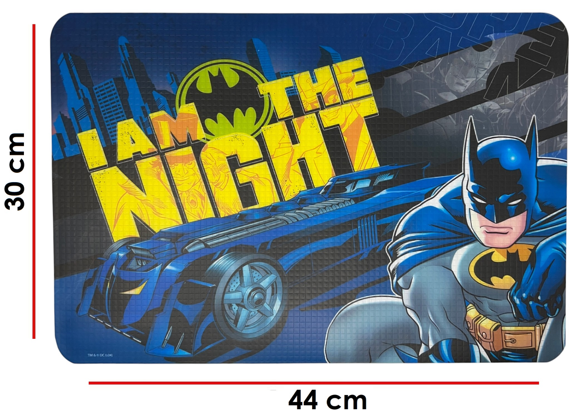 Tovaglietta Batman in Plastica Morbida Antiscivolo Ripiegabile Lavabile da Colazione Pranzo Cm.44x30 - Ba0979