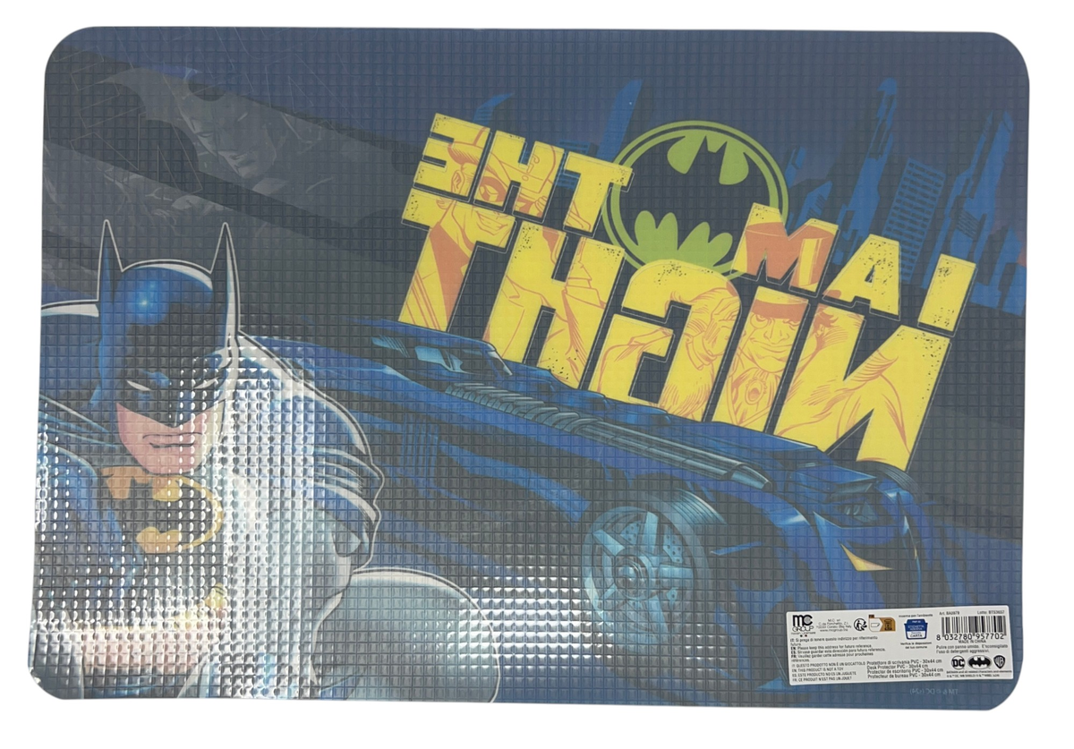 Tovaglietta Batman in Plastica Morbida Antiscivolo Ripiegabile Lavabile da Colazione Pranzo Cm.44x30 - Ba0979