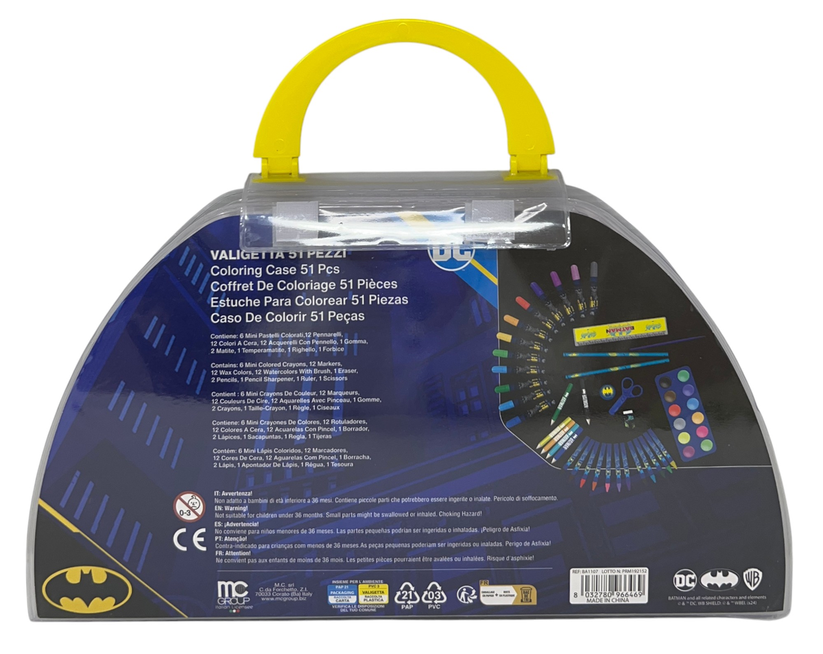 Valigetta Colori Batman Set Cancelleria 51 Pezzi per Bambini - Ba1107