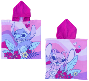 Poncho Mare Stitch e Angel DISNEY 110 X 55 CM Accappatoio per Bambini Microfibra - Ye18064