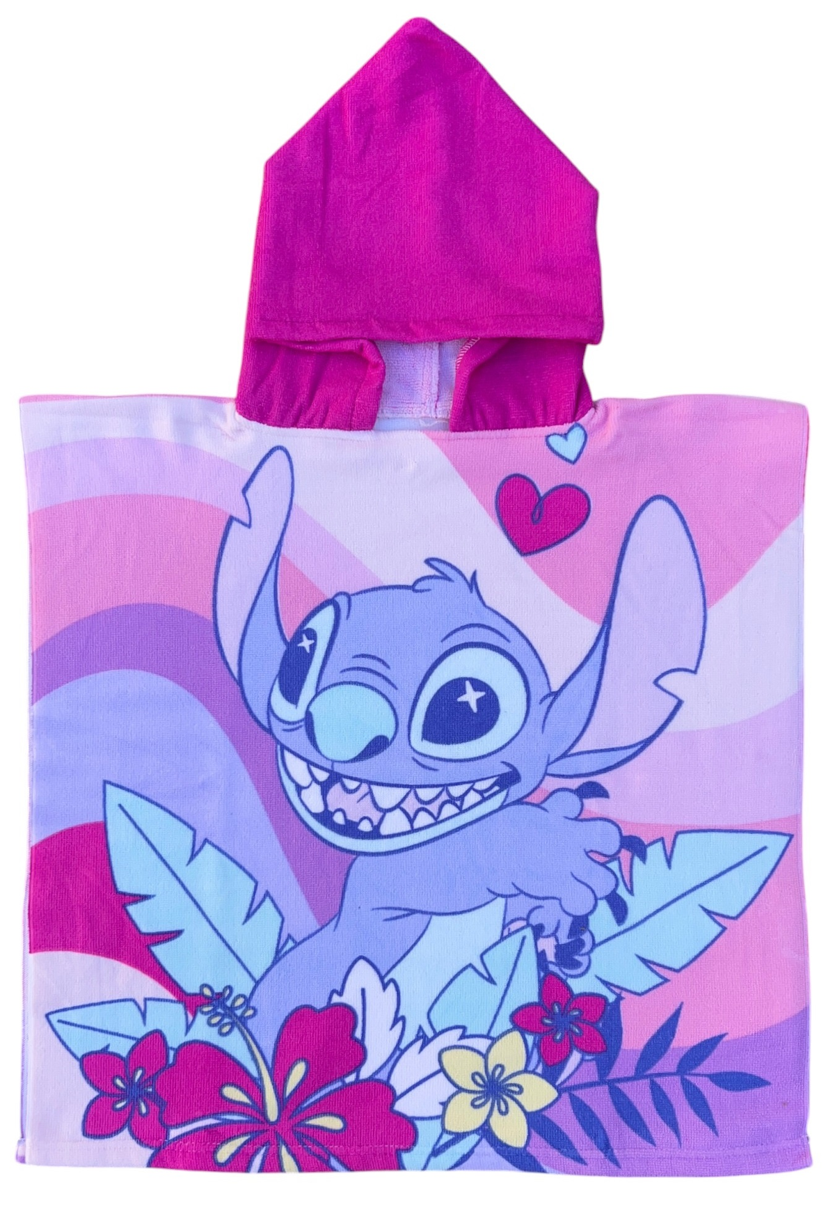 Poncho Mare Stitch e Angel DISNEY 110 X 55 CM Accappatoio per Bambini Microfibra - Ye18064