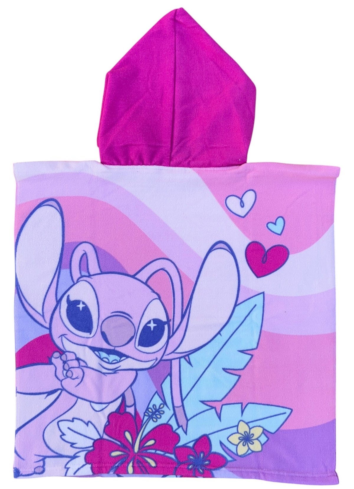 Poncho Mare Stitch e Angel DISNEY 110 X 55 CM Accappatoio per Bambini Microfibra - Ye18064