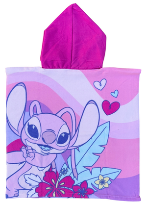 Poncho Mare Stitch e Angel DISNEY 110 X 55 CM Accappatoio per Bambini Microfibra - Ye18064