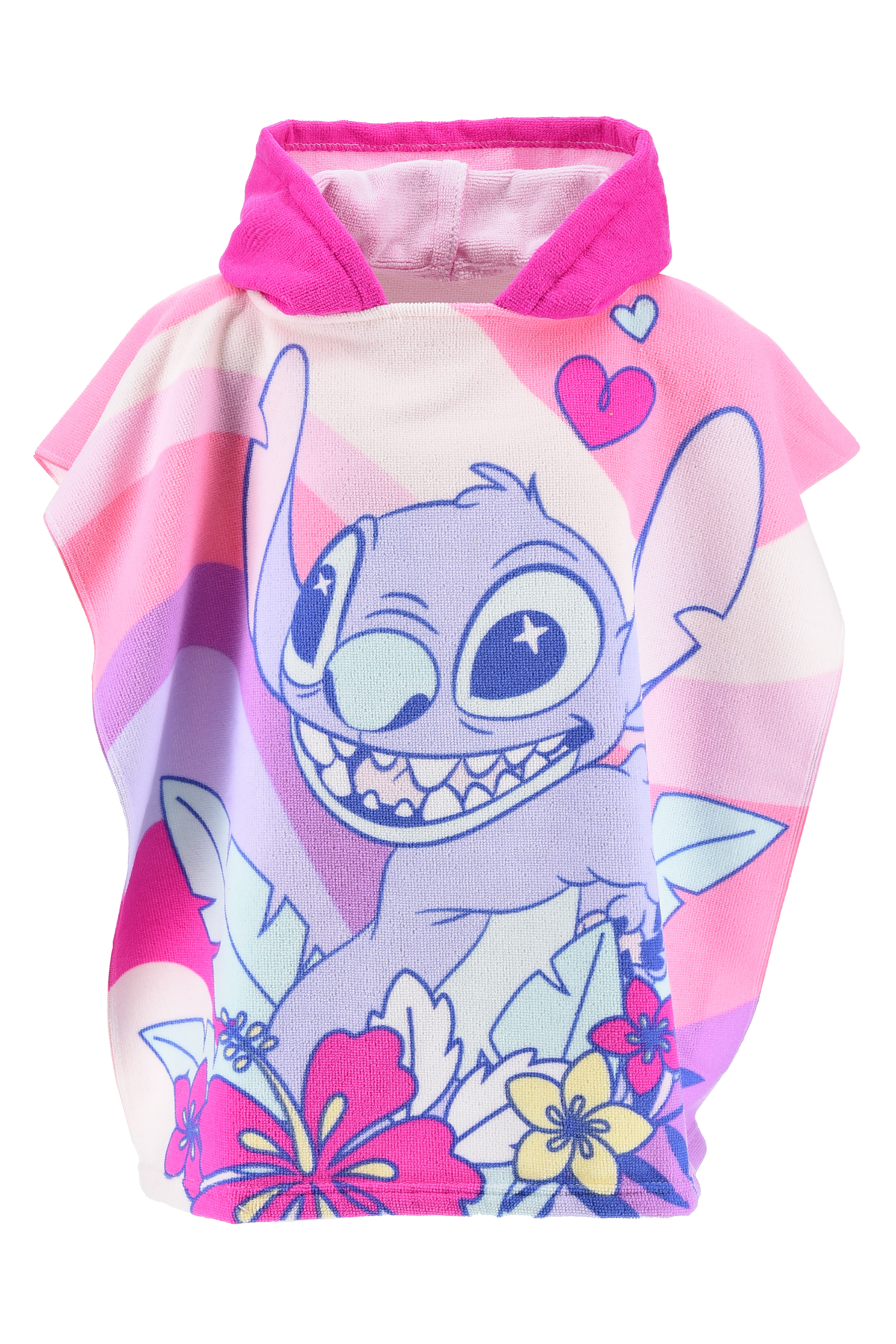 Poncho Mare Stitch e Angel DISNEY 110 X 55 CM Accappatoio per Bambini Microfibra - Ye18064