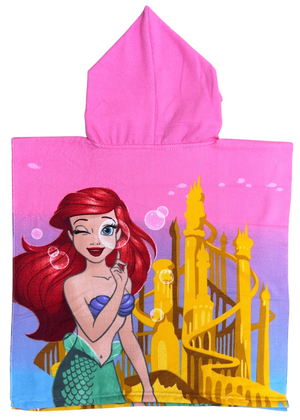 Poncho Mare Ariel DISNEY 110 X 55 CM Accappatoio per Bambini Microfibra - Ye18251