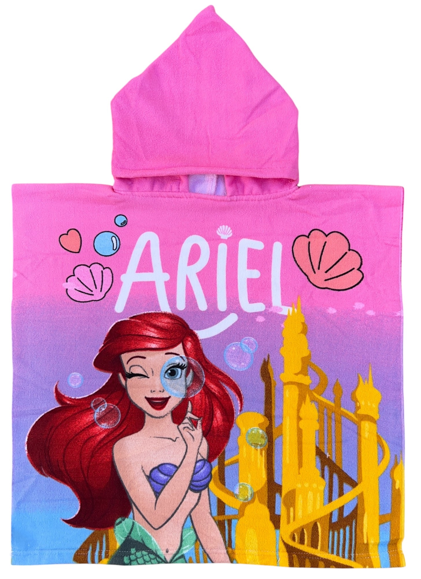 Poncho Mare Ariel DISNEY 110 X 55 CM Accappatoio per Bambini Microfibra - Ye18251