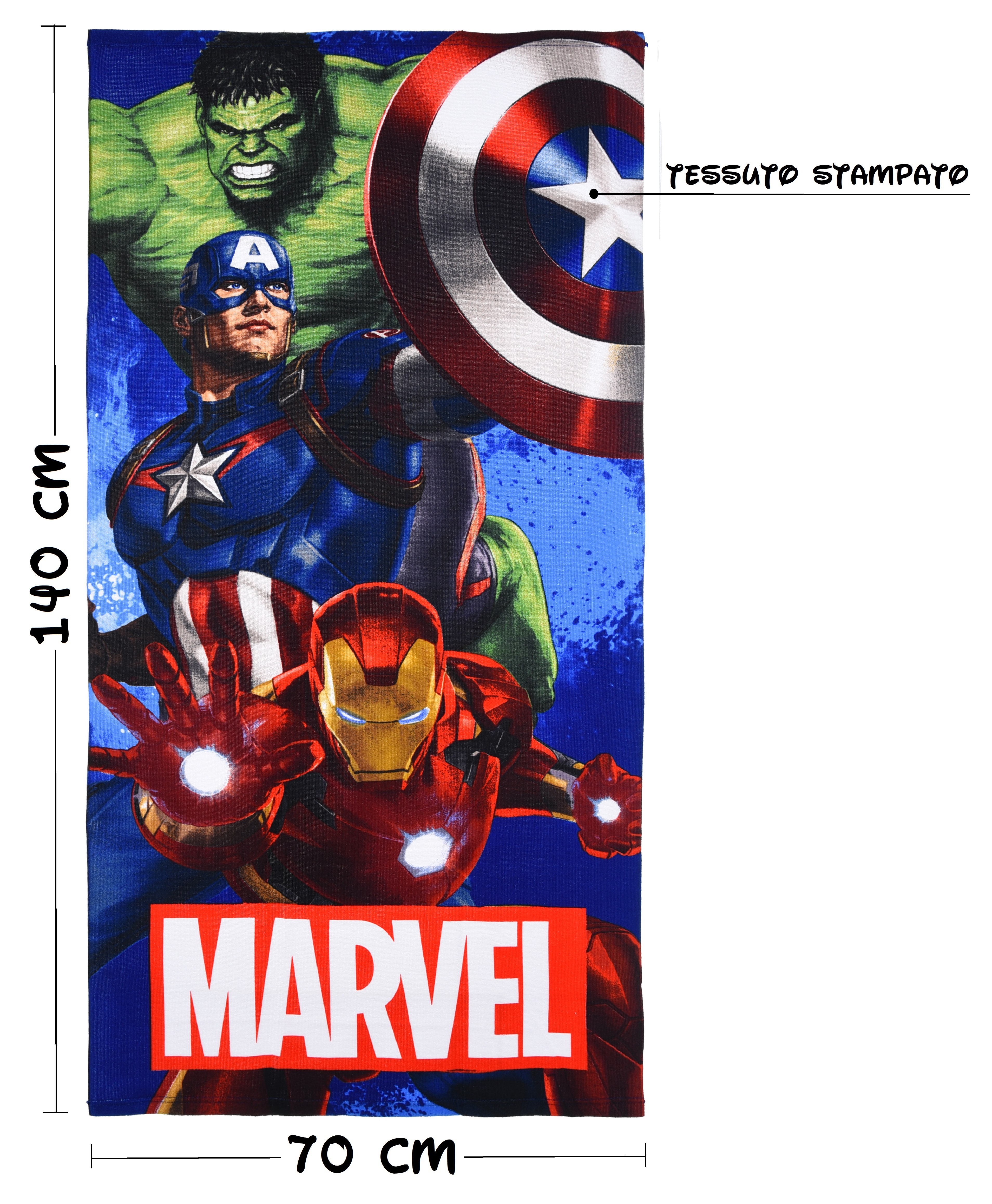 Telo Mare Avengers MARVEL Asciugamano per Bambini in Microfibra CM 140x70 - Ye18214