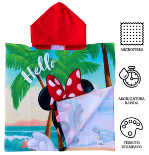 Poncho Mare Minnie DISNEY 110 X 55 CM Accappatoio per Bambini Microfibra - Ye18253