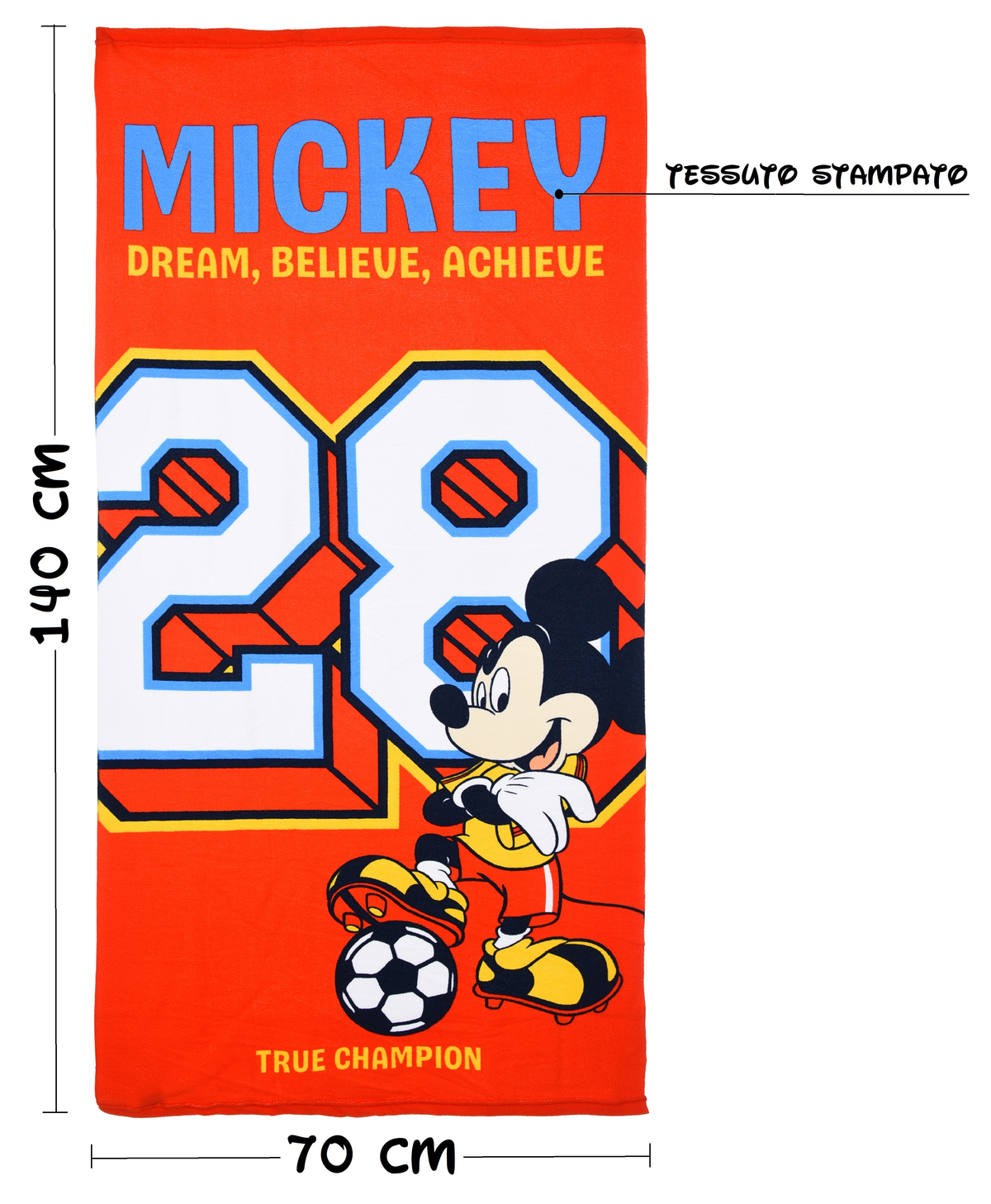 Telo Mare Topolino DISNEY Asciugamano per Bambini in Microfibra CM 140x70 - Ye18078