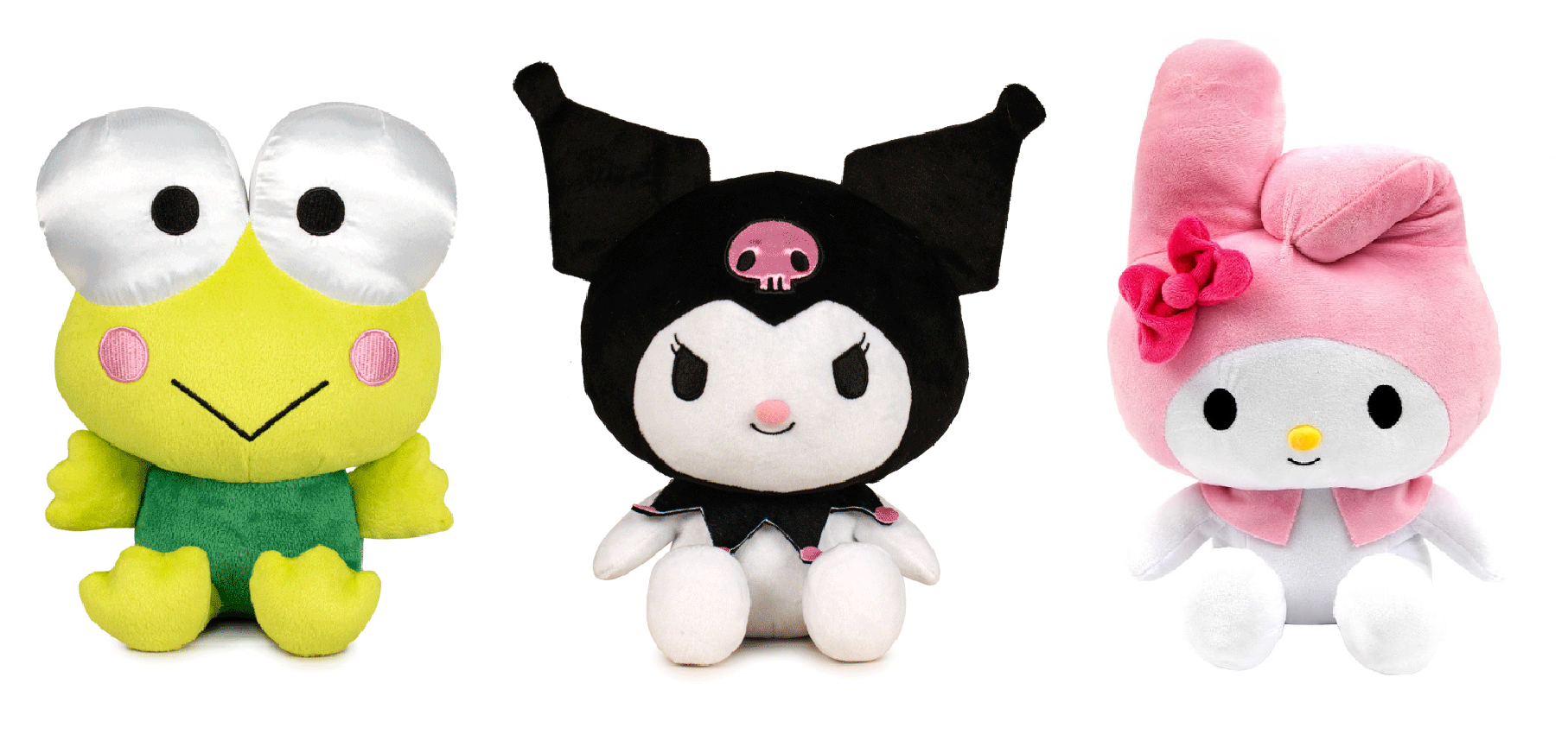 Peluche Hello Kitty and Friends Kuromi My Melody Keroppi 3 Modelli Assortiti Morbidi Pupazzi Sanrio 25 CM in Fibra Riciclata - 760024322