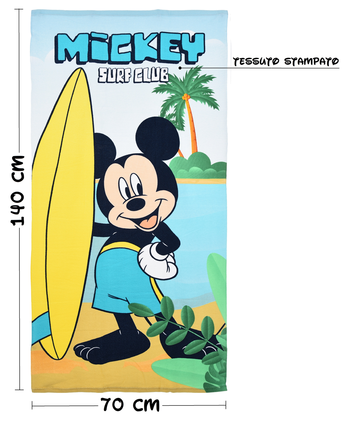 Telo Mare Topolino DISNEY Asciugamano per Bambini in Microfibra CM 140x70 - Ye18203