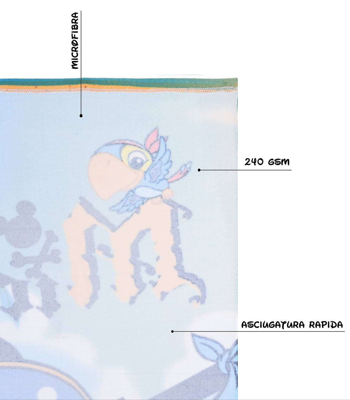 Telo Mare Topolino DISNEY Asciugamano per Bambini in Microfibra CM 140x70 - Ye18218