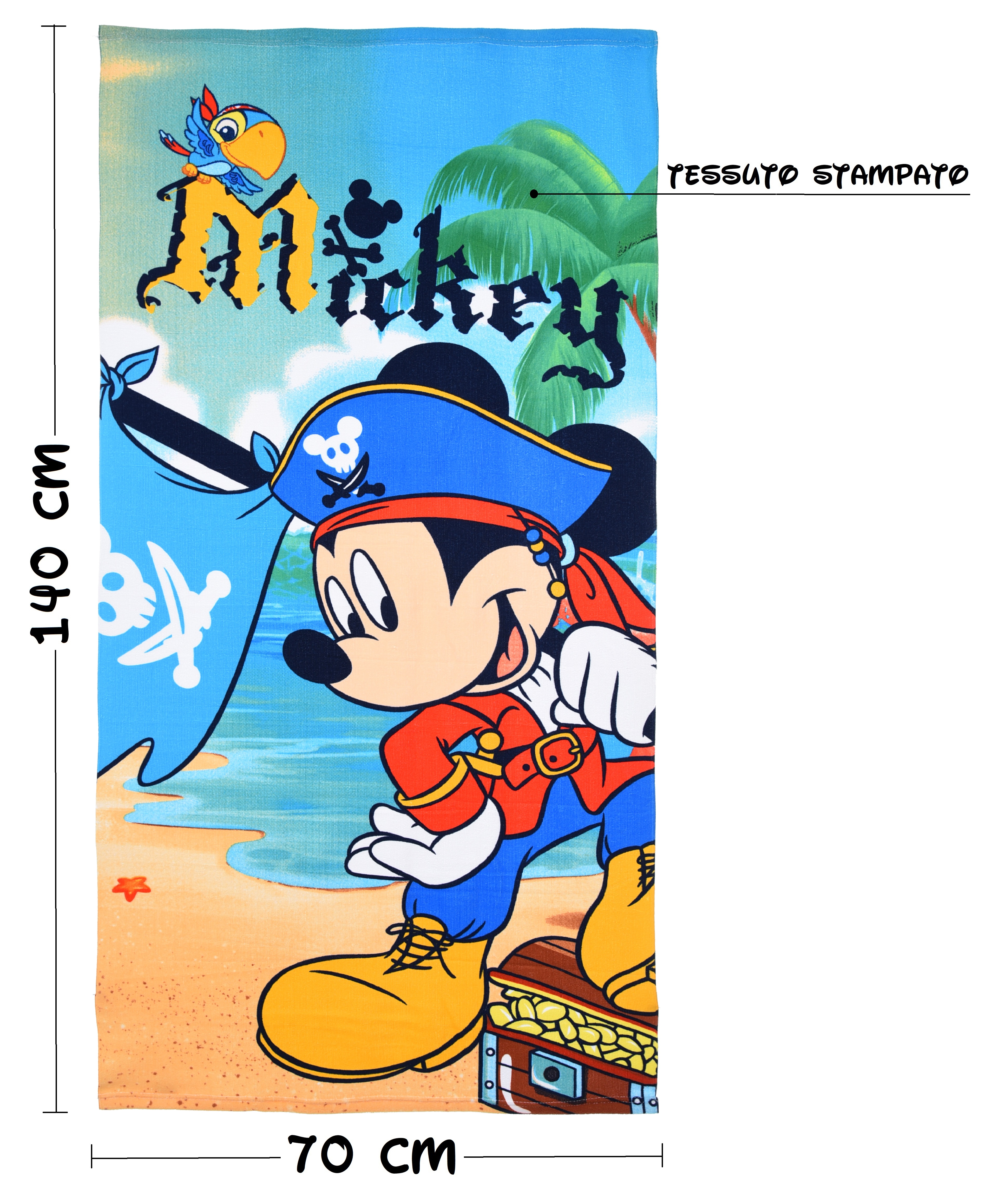 Telo Mare Topolino DISNEY Asciugamano per Bambini in Microfibra CM 140x70 - Ye18218