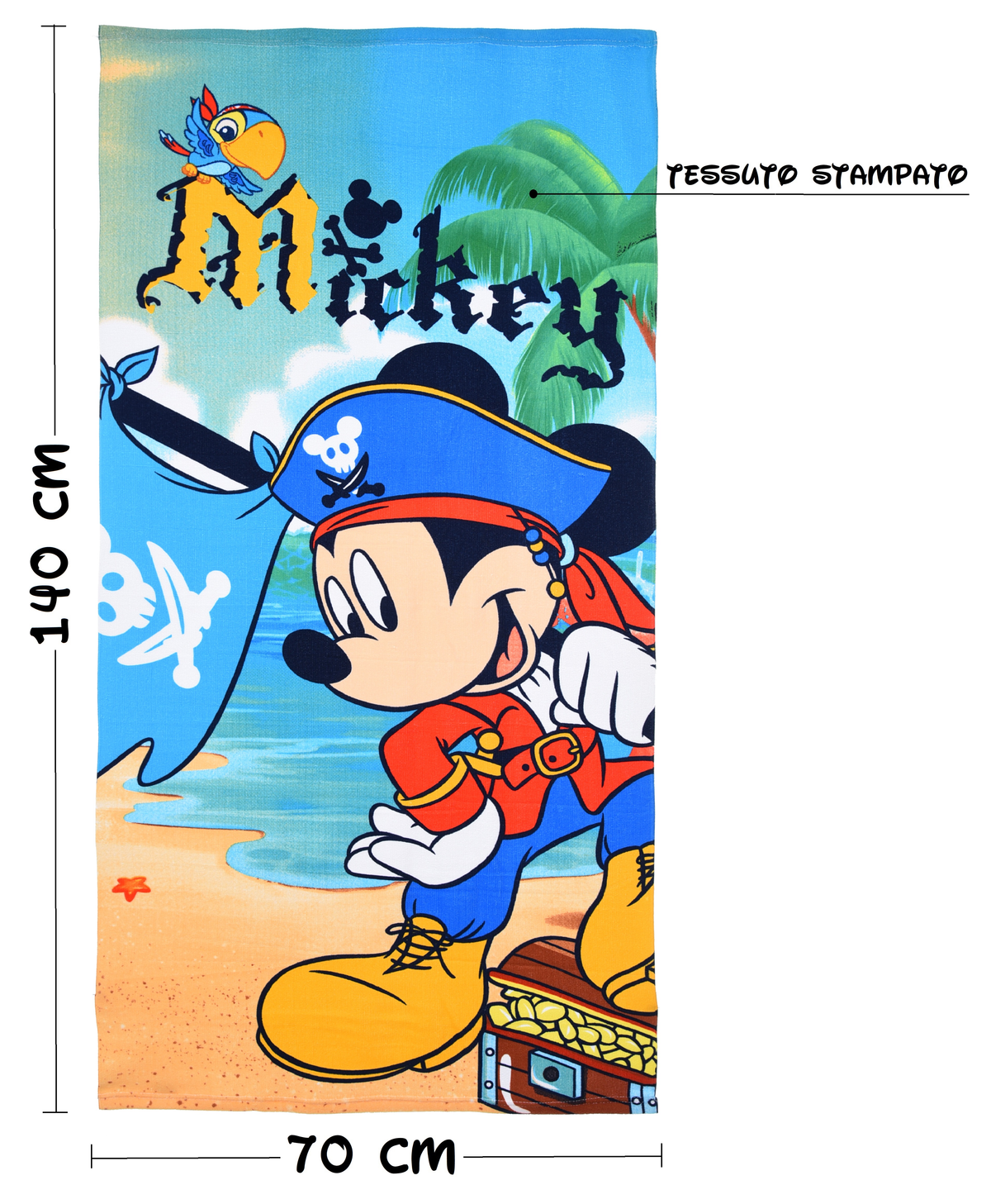 Telo Mare Topolino DISNEY Asciugamano per Bambini in Microfibra CM 140x70 - Ye18218