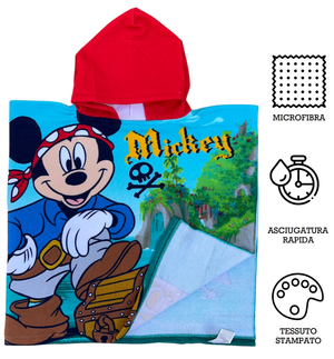 Poncho Mare Topolino DISNEY 110 X 55 CM Accappatoio per Bambini Microfibra - Ye18252