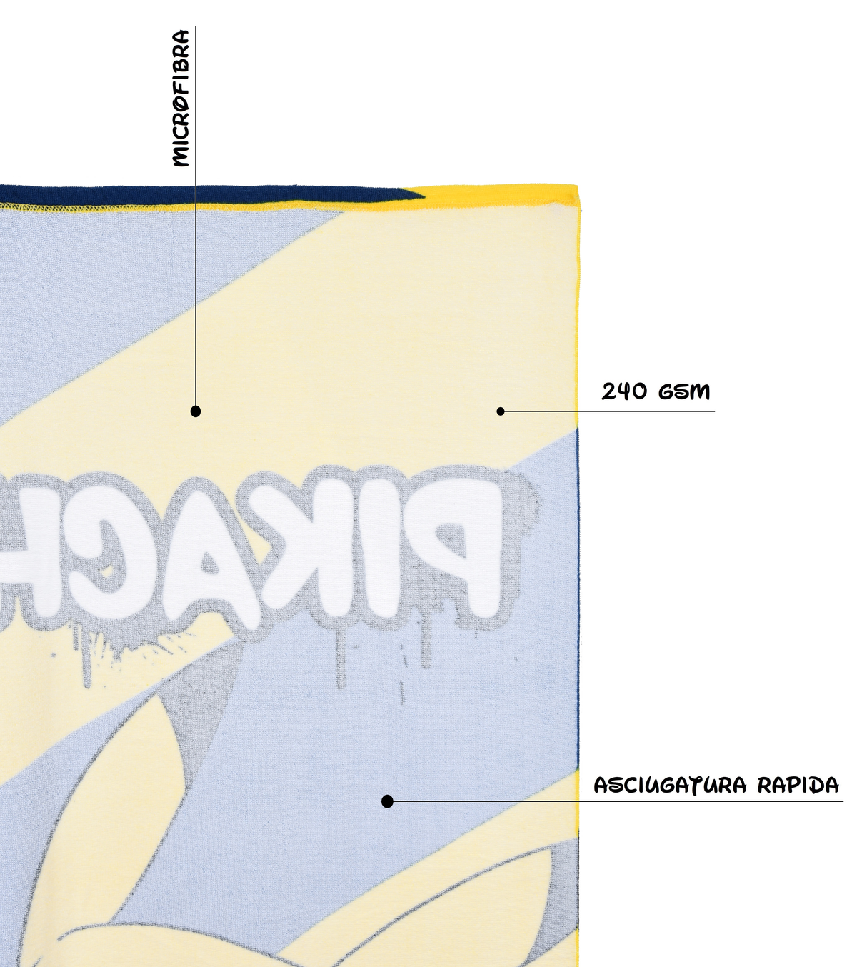 Telo Mare Pikachu Asciugamano per Bambini in Microfibra CM 140x70 - Ye18179
