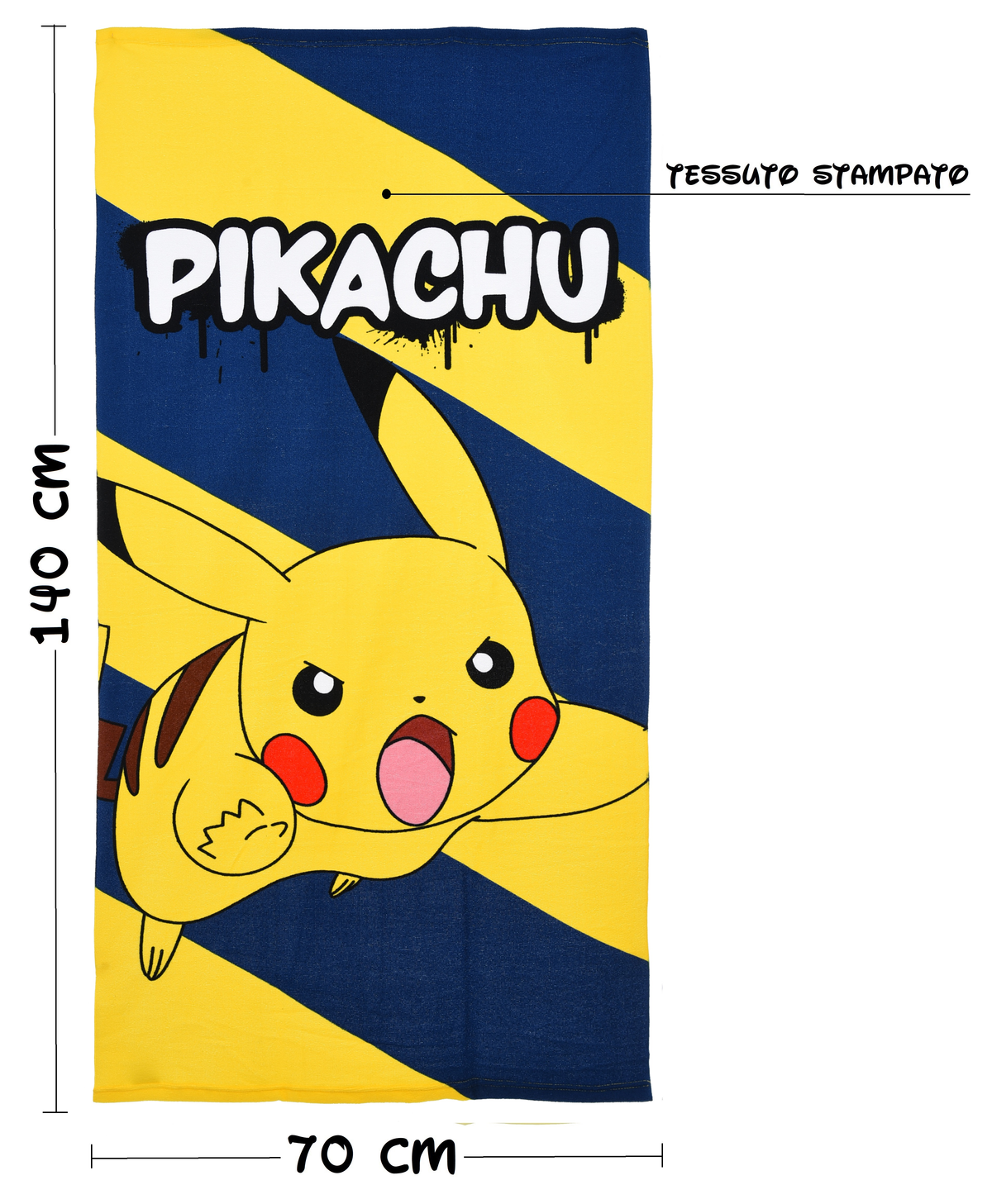 Telo Mare Pikachu Asciugamano per Bambini in Microfibra CM 140x70 - Ye18179