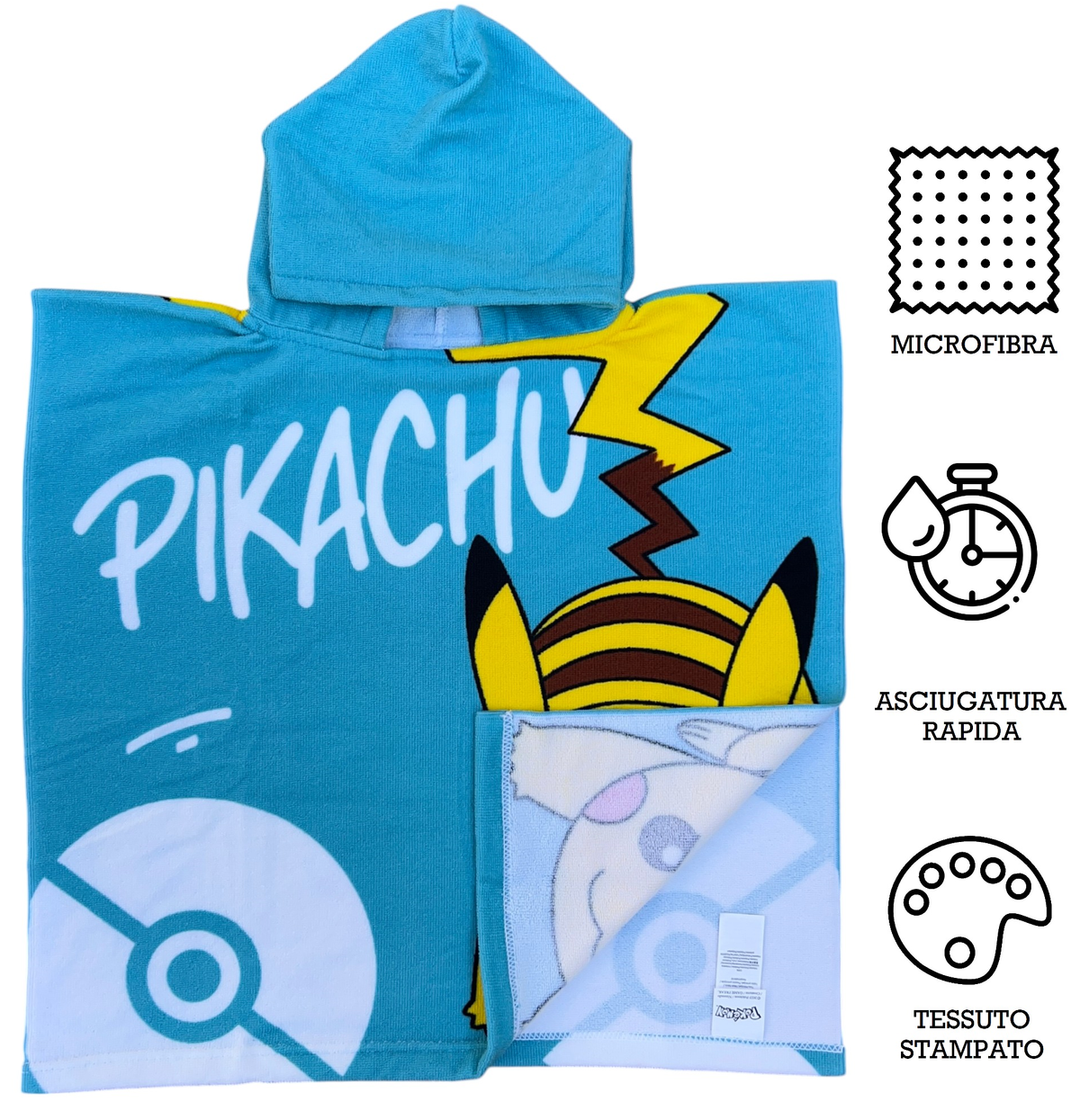 Poncho Mare Pikachu 110 X 55 CM Accappatoio per Bambini Microfibra - Ye18177