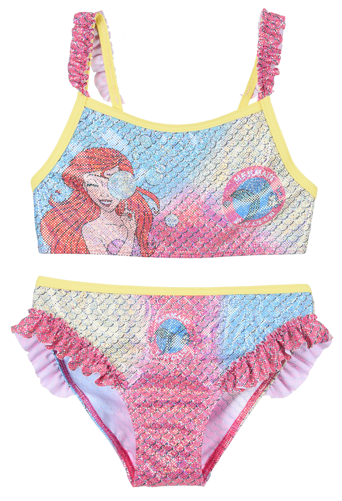Costume Mare la Sirenetta Ariel DISNEY Bikini 2 Pezzi Top e Slip Bambina - Ye18010giallo