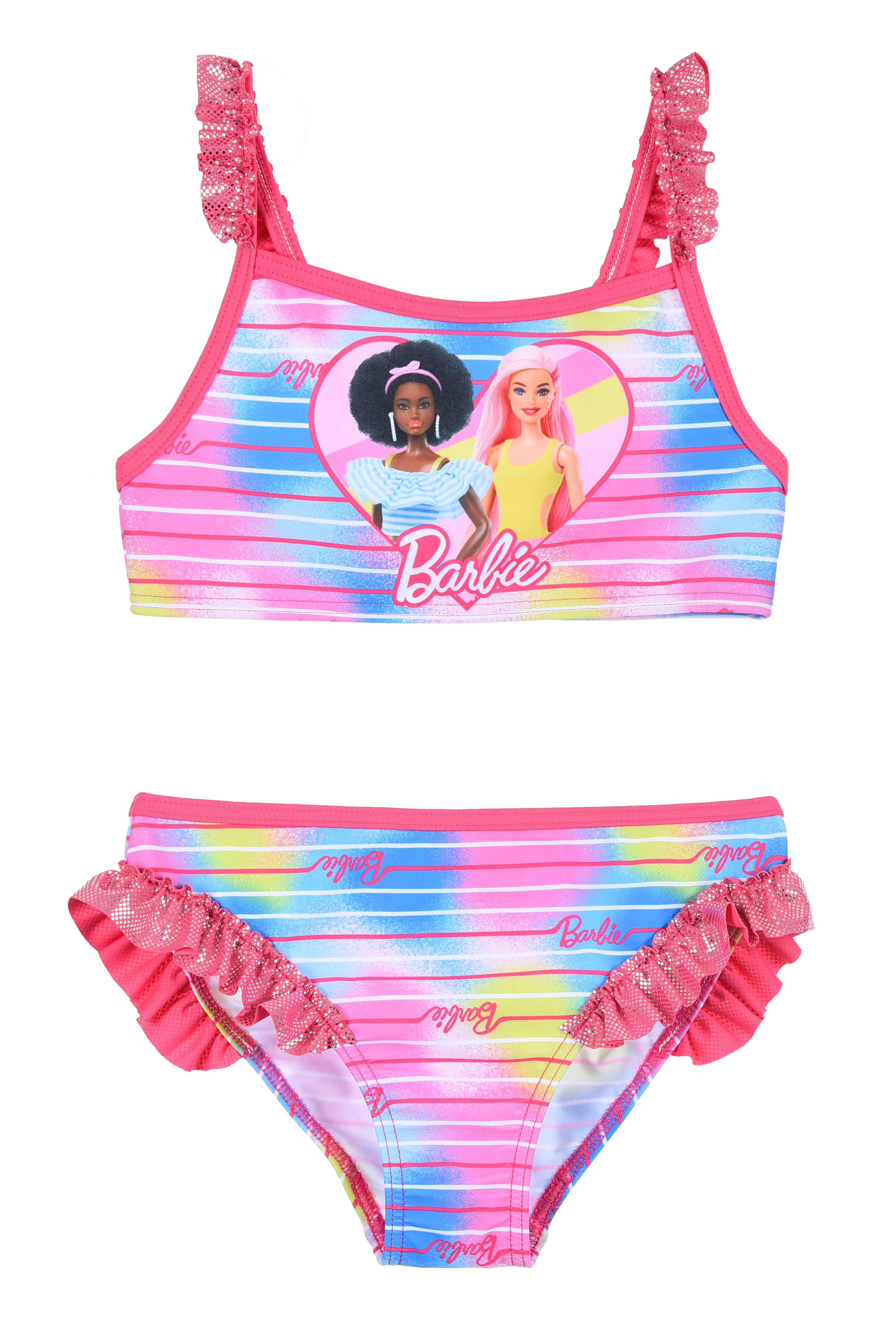 Costume Mare Barbie Mattel Bikini 2 Pezzi Top e Slip Piscina - Ye18207fucsia