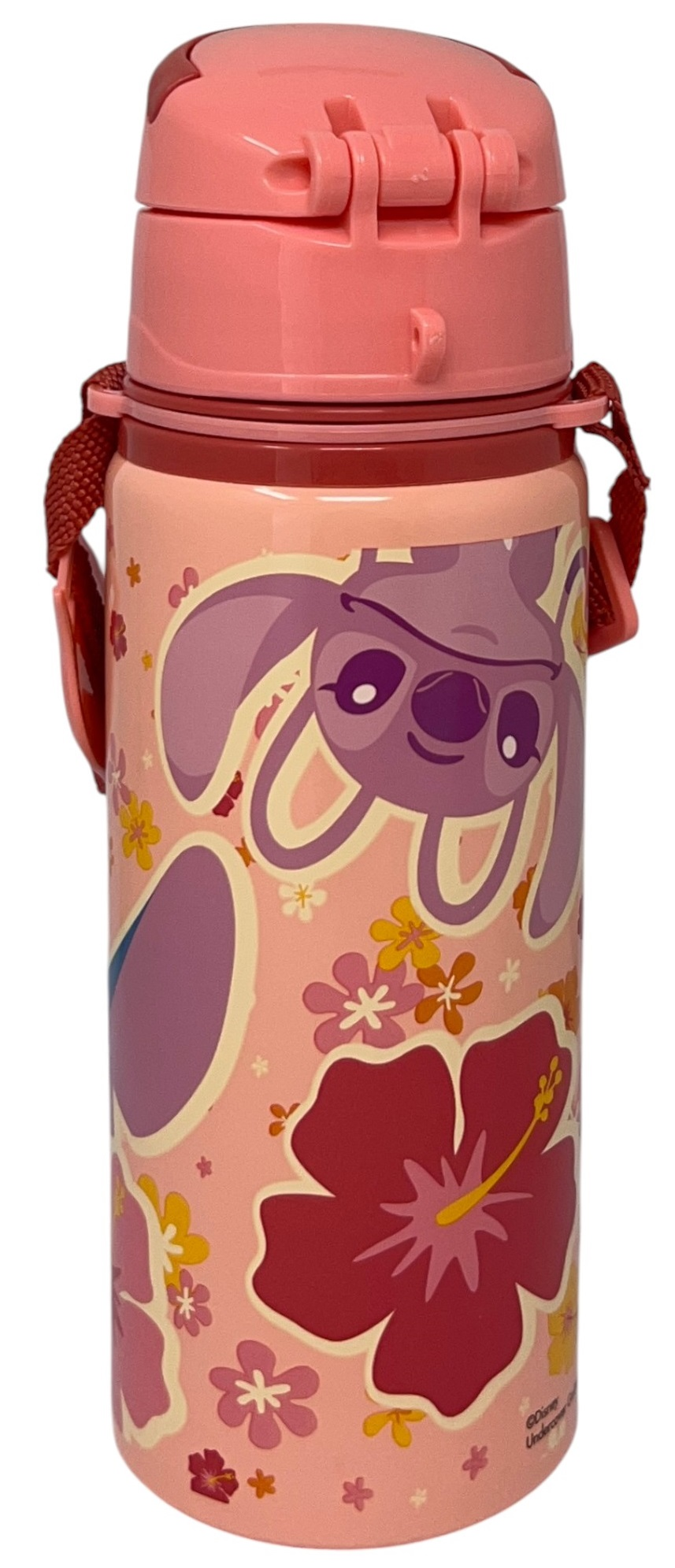 Borraccia in Alluminio con Cannuccia Stitch DISNEY 600 Ml Apertura Automatica con Tracolla- St00088