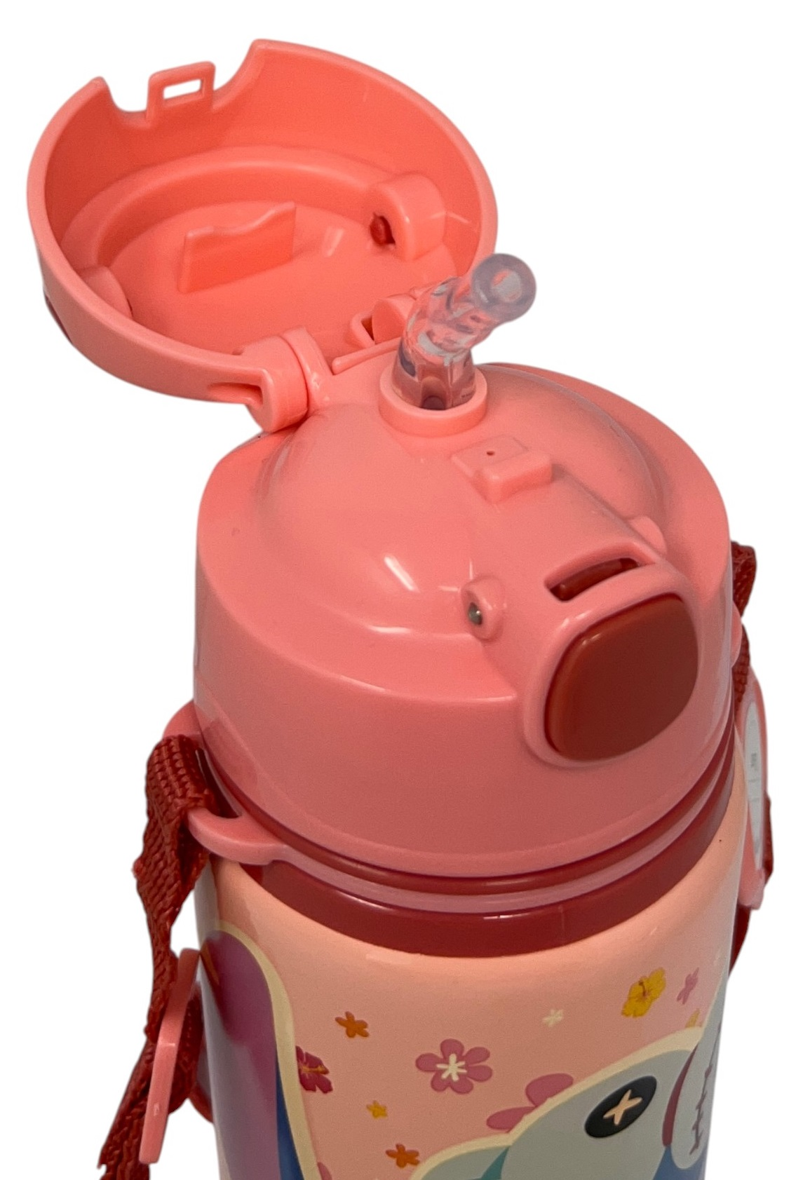 Borraccia in Alluminio con Cannuccia Stitch DISNEY 600 Ml Apertura Automatica con Tracolla- St00088