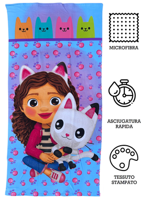 Telo Mare Gabby's Dollhouse Asciugamano per Bambini in Microfibra CM 140x70 - Gab36-5031
