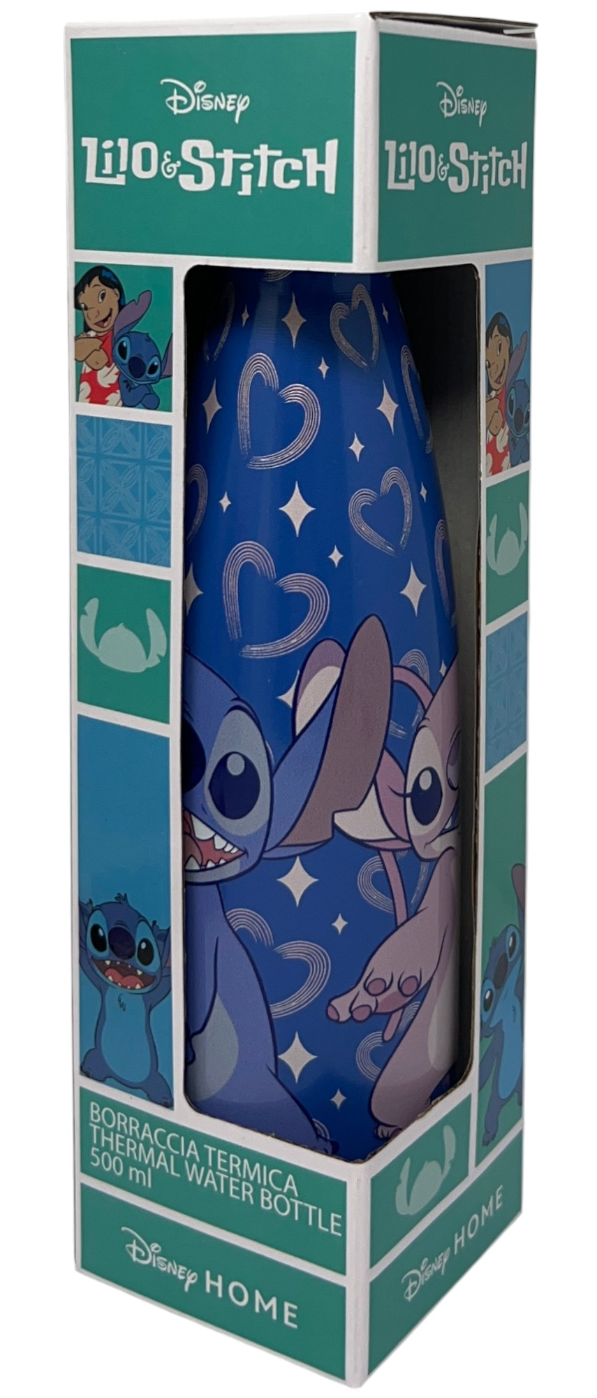 Borraccia Termica Stitch e Angel DISNEY in Acciaio Inox Bottiglia con Tappo Svitabile 500 Ml - D11291te/b