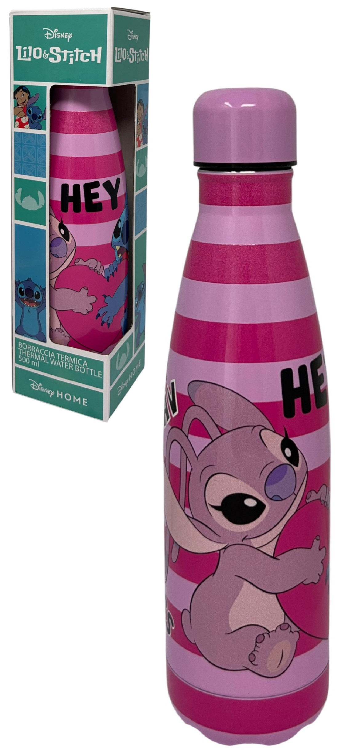 Borraccia Termica Stitch e Angel DISNEY in Acciaio Inox Bottiglia con Tappo Svitabile 500 Ml - D11291te/r