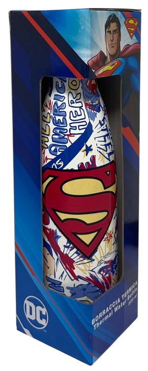 Borraccia Termica Superman in Acciaio Inox Bottiglia con Tappo Svitabile 500 Ml - L09098te/b