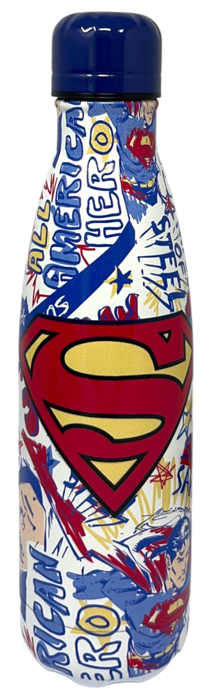 Borraccia Termica Superman in Acciaio Inox Bottiglia con Tappo Svitabile 500 Ml - L09098te/b