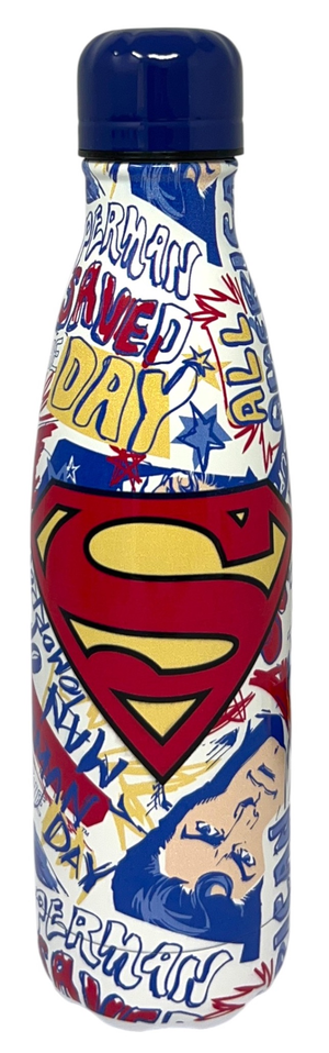 Borraccia Termica Superman in Acciaio Inox Bottiglia con Tappo Svitabile 500 Ml - L09098te/b
