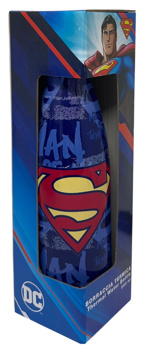 Borraccia Termica Superman in Acciaio Inox Bottiglia con Tappo Svitabile 500 Ml - L09098te/blu