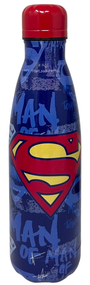 Borraccia Termica Superman in Acciaio Inox Bottiglia con Tappo Svitabile 500 Ml - L09098te/blu