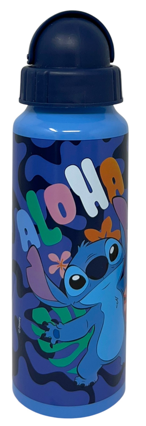 Borraccia in Alluminio con Cannuccia Stitch DISNEY Bottiglia per Bambini 550 Ml - D09507mc/b