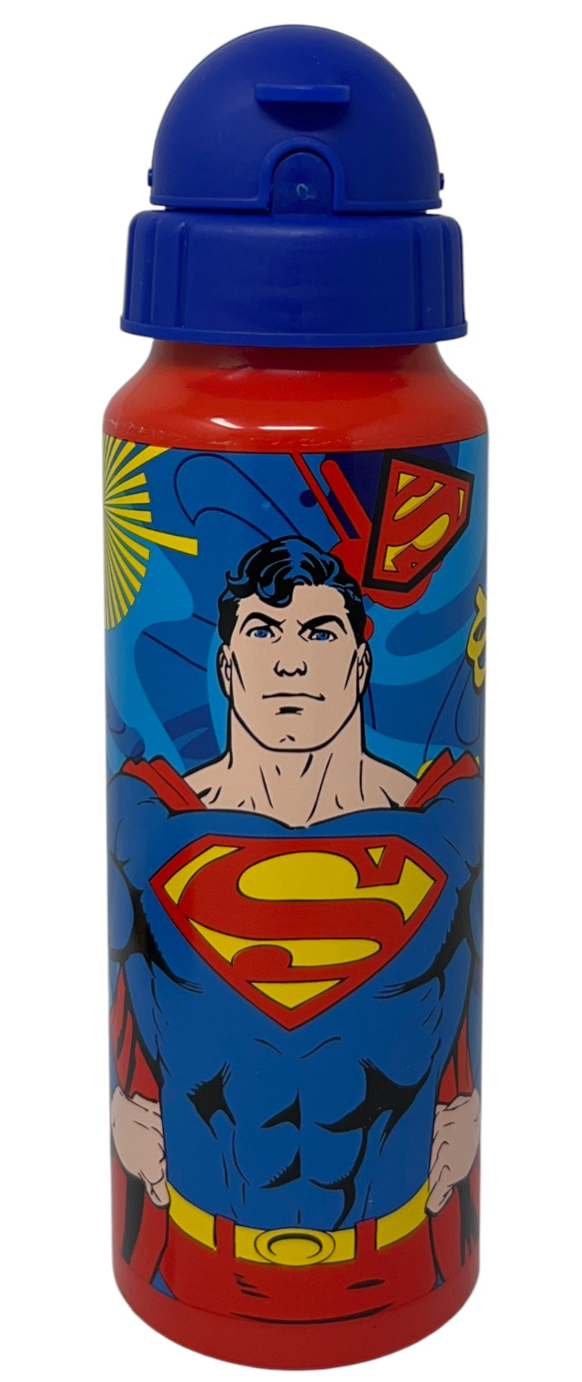 Borraccia in Alluminio Superman Bottiglia con Cannuccia 550 Ml per Bambini - L09093mc/b